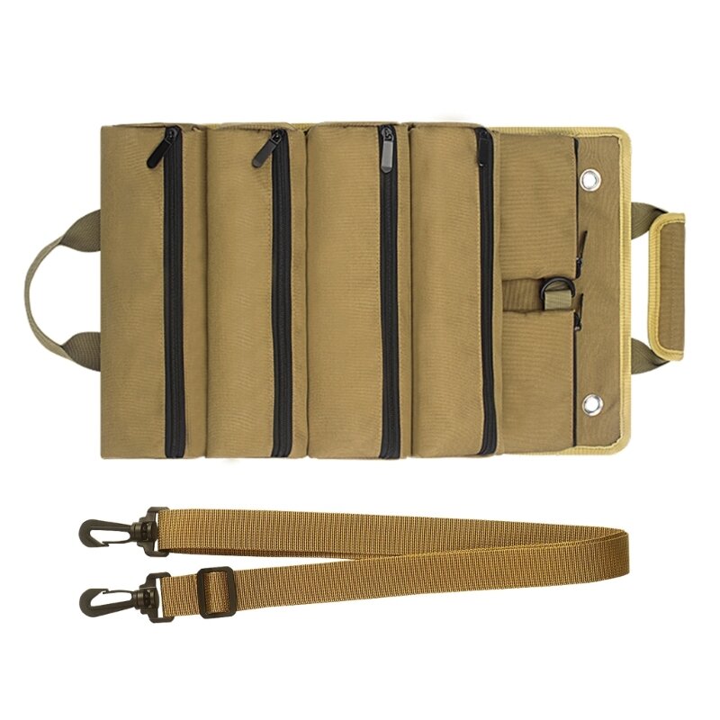 rangement Portable enroulable, pochette rangement pour outils voiture avec 4 poches zippées, organisateur pour