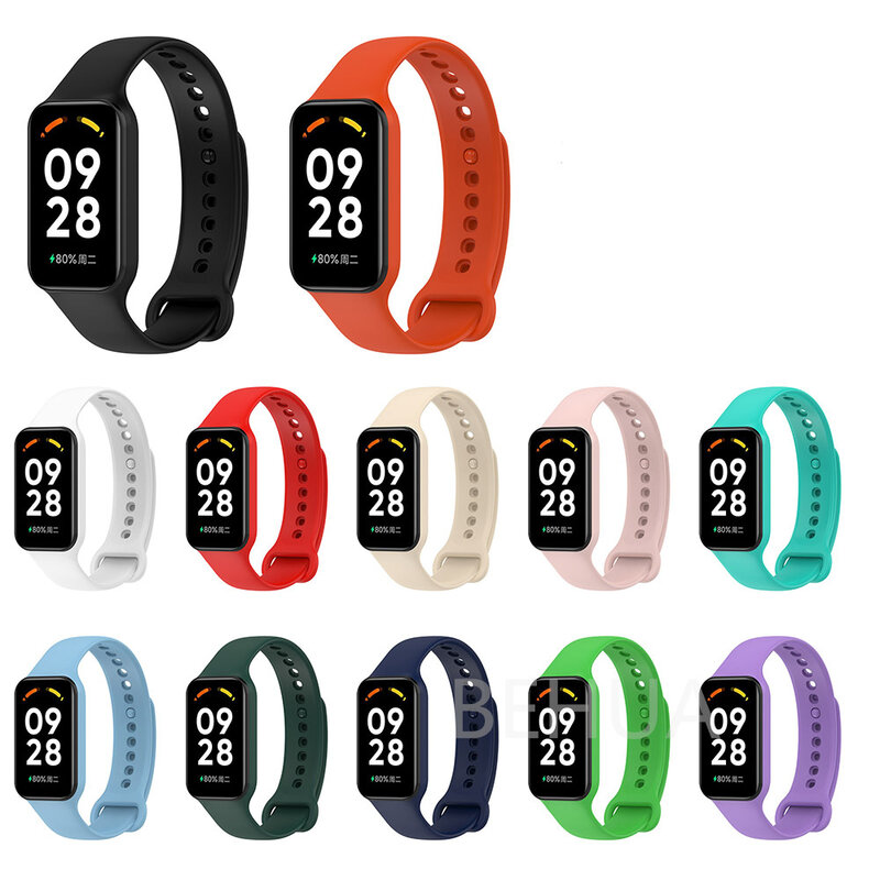 Miękki silikonowy pasek do zegarka Redmi Band 2 WatchStrap do Xiaomi band 8 aktywny pasek na nadgarstek inteligentna bransoletka zastępczy pas oddechowy
