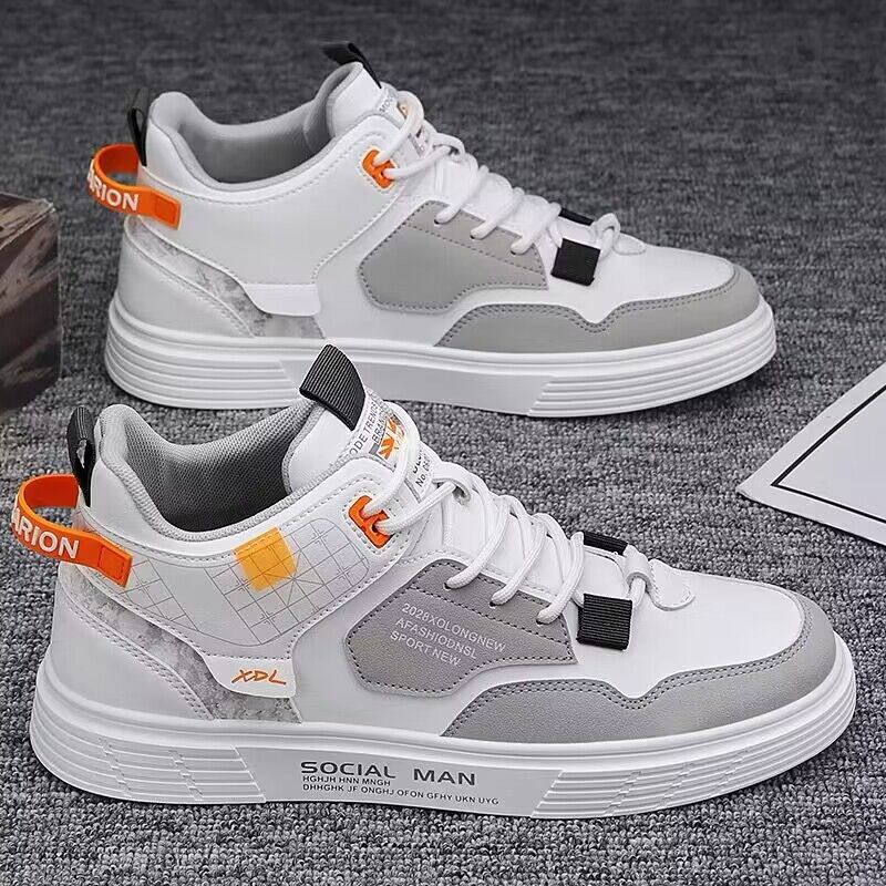 High Top Flat Sneakers for Men Trend Korean Version Lace Up Student Casual Shoes Male Comfort Running Shoes 2023