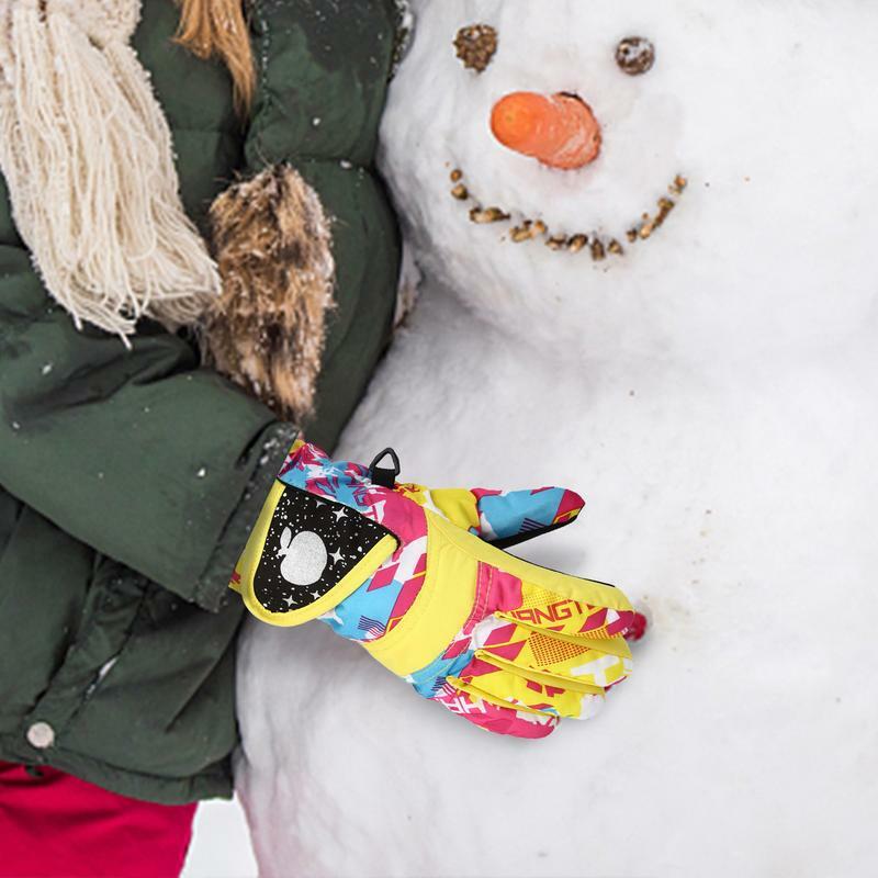 Luvas de esqui espessadas impermeáveis para crianças, luvas esportivas confortáveis, meninas, crianças, clima frio, quente, inverno