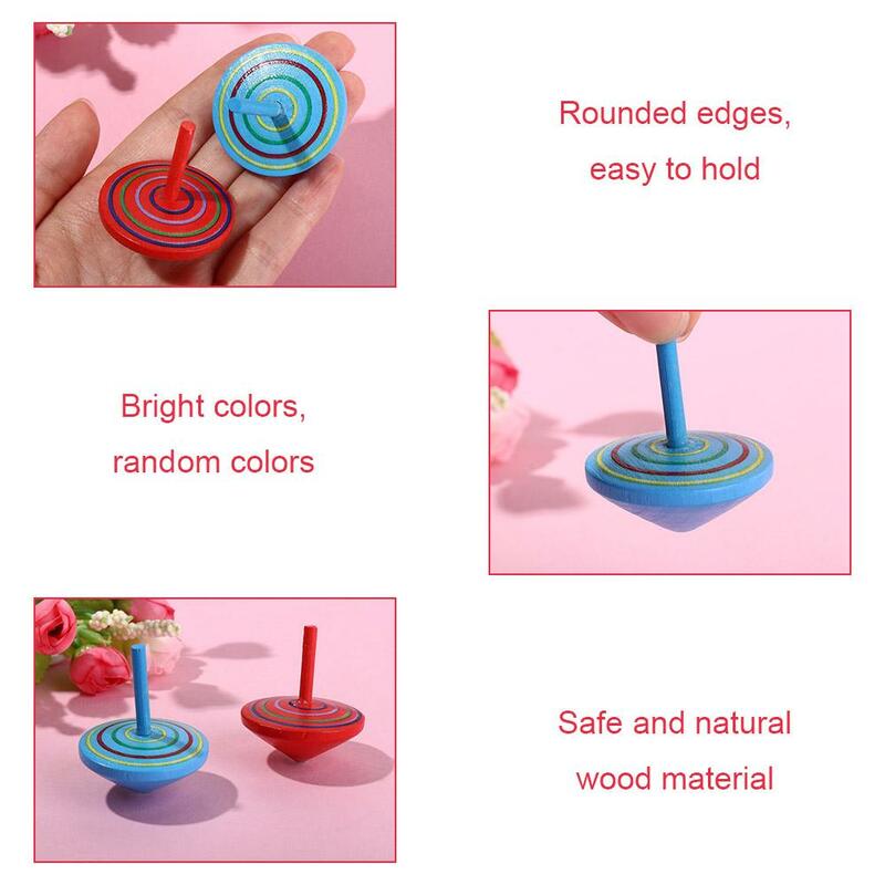 Mini conos de pino de dibujos animados de colores para niños y adultos, juguetes giroscópicos de madera, alivio del estrés, juego educativo giratorio de escritorio