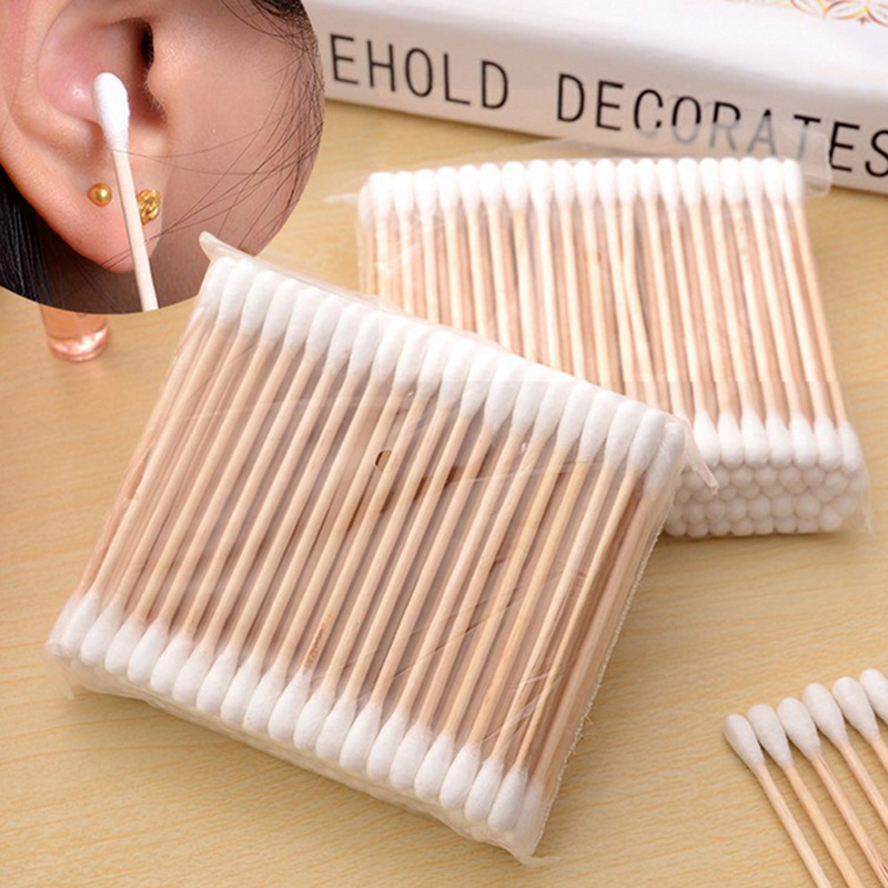 5pack 100pcs/pack Disposable Double-ended Cotton Swab for Ear Cleaning Makeup Application and Removal