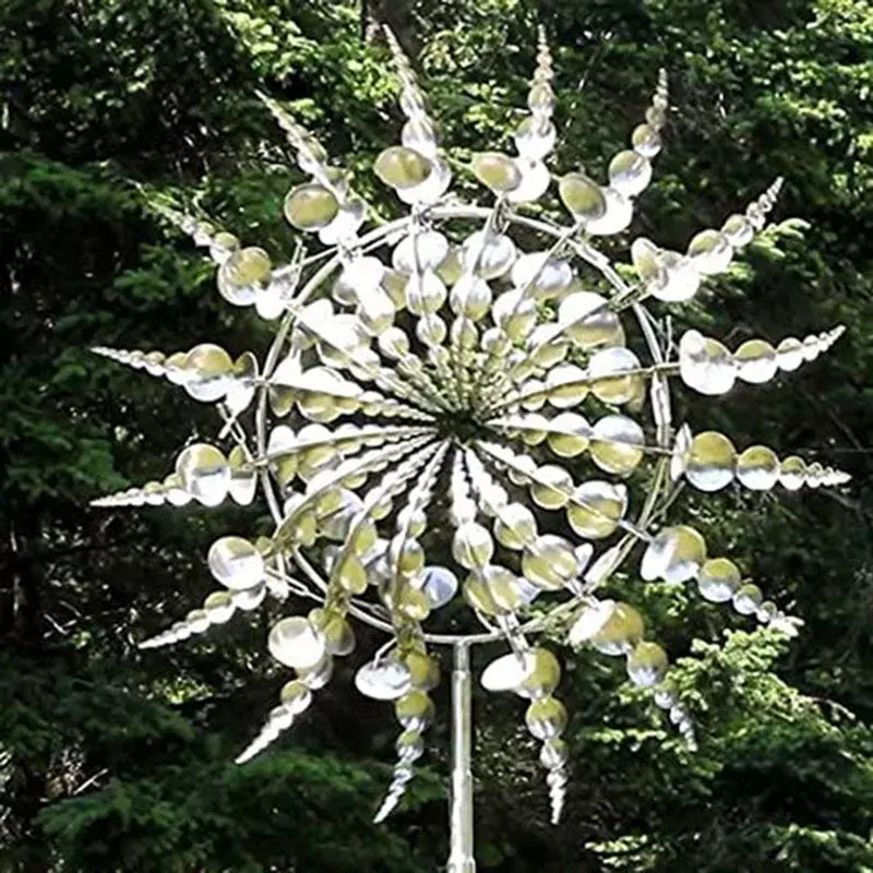 Nowy unikalny i magiczny metalowy wiatrak 3D zasilany wiatrem kinetyczna rzeźba trawnik metalowy wiatr słoneczny Spinners stoczni i wystrój ogrodu