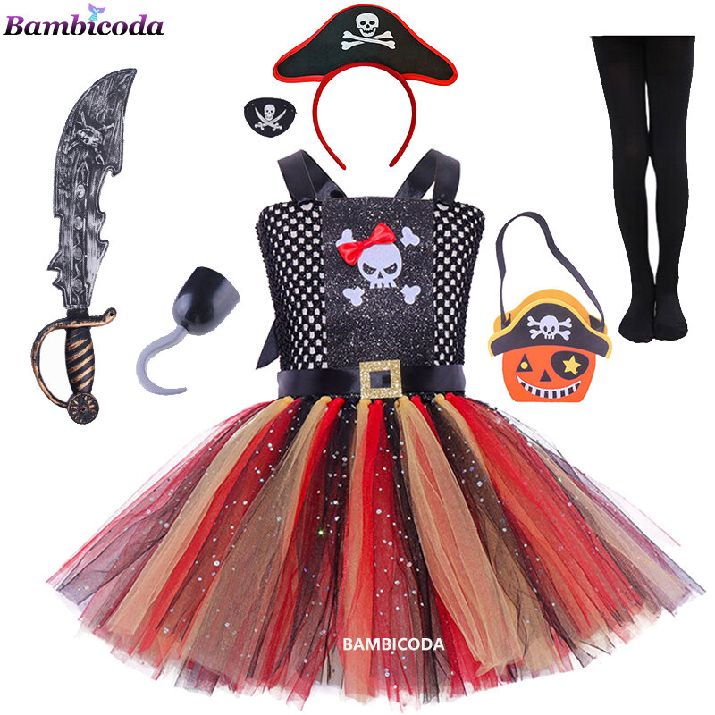 Детские пиратские костюмы для девочек, детские фантазии, Необычные платья, одежда для косплея, карнавальные Детские платья для Хэллоуина