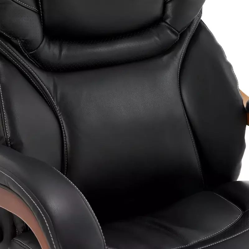 Krzesło biurowe, regulowane wysokie oparcie z stabilizator lędźwiowy, ergonomiczny krzesło do pracy na komputerze, skóra wiązana, 30,5d x 27.25W x 47H W, czarny