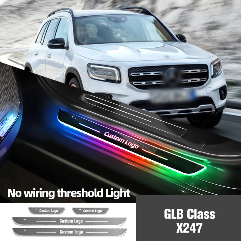 Luz LED para umbral de puerta de coche, accesorio de lámpara de bienvenida con logotipo personalizado para Mercedes Benz GLB Class X247 2019-2023