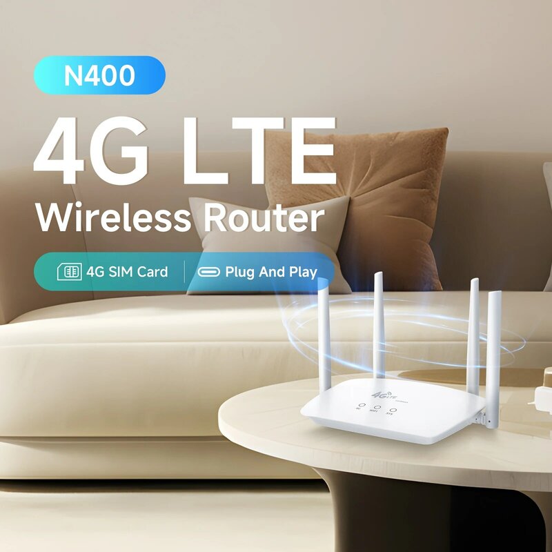 DBIT WiFi Router SIM Card 4G Modem Lte Router 4 Gain Antennas Supports 32 Devices Connections Applicable to Europe Korea