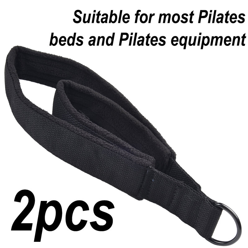 2 buah tali kaki Lingkaran Pilates Loop ganda peralatan kebugaran bulu polar anyaman katun untuk sabuk latihan tali Pilates kaki