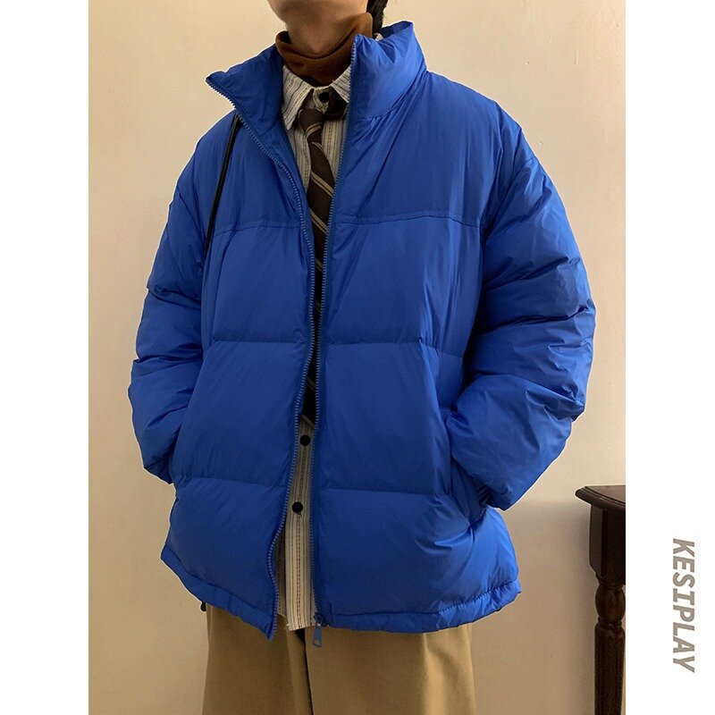 Chaqueta de plumón de algodón grueso para hombre, chaqueta suelta de tendencia, estilo Hong Kong, Invierno