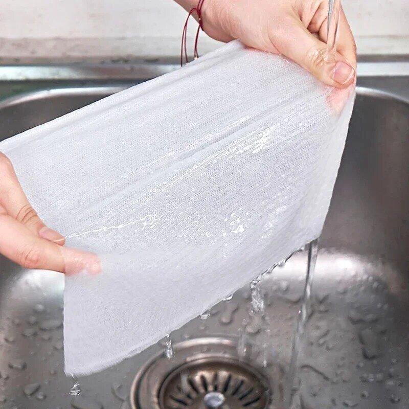 50-100 lembar gulungan kertas tisu basah kering sekali pakai kain serbaguna non-tenun tisu serbet penyerap kain handuk bayi