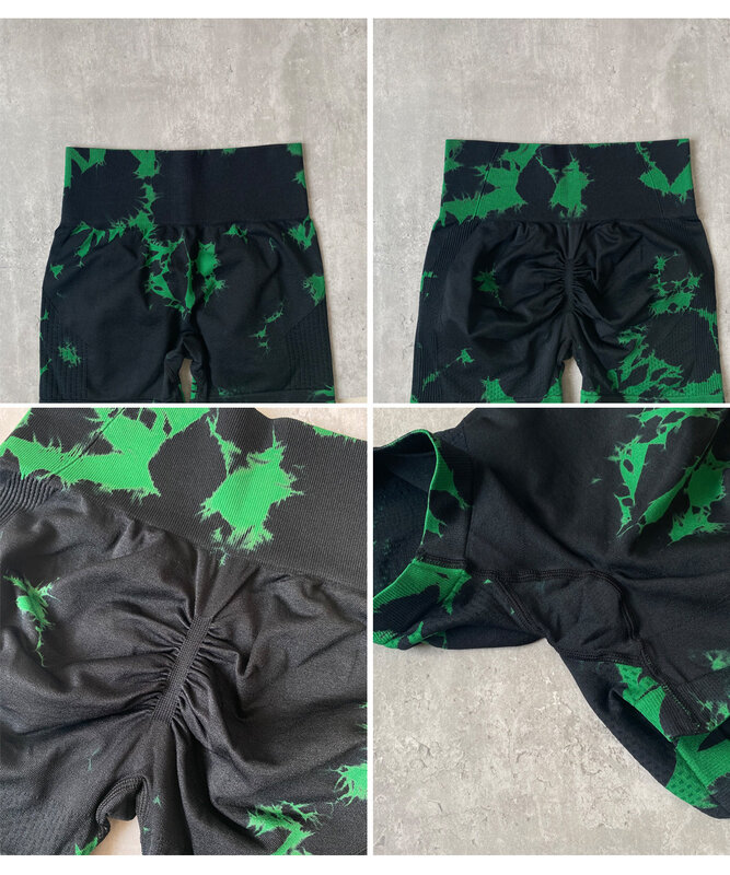 New Seamless Tie Dye Push Up Yoga Shorts For Women High Waist Summer Fitness Workout Running Cycling Sports Gym Shorts Mujer