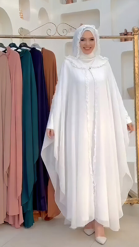 Afrikanische Kleidung Kapuzen schal verlängerter Absatz Umhang muslimische Frauen Kleider mantel setzt türkische Strickjacke Robe Islam Kleidung