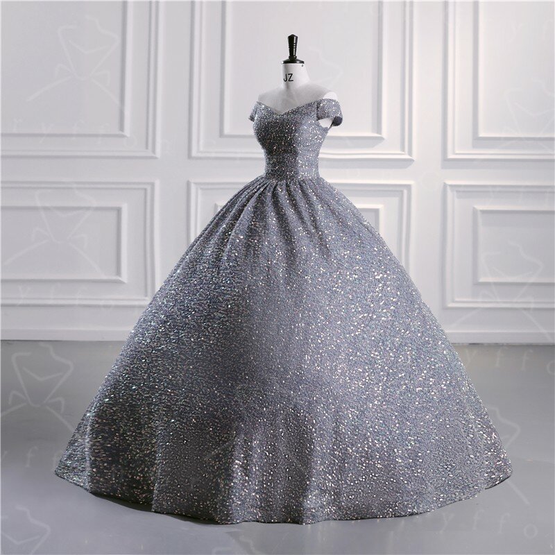 Роскошные блестящие платья для Quinceanera, классическое женское платье, элегантное бальное платье с открытыми плечами для выпускного вечера, реальное фото, платья на заказ