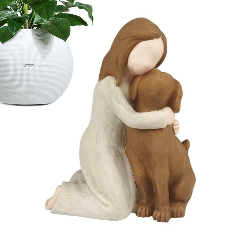 Escultura do cão do anjo Desktop ornamento, figura do cão, pet perda presentes, amantes, prateleira, quarto, den, desktop