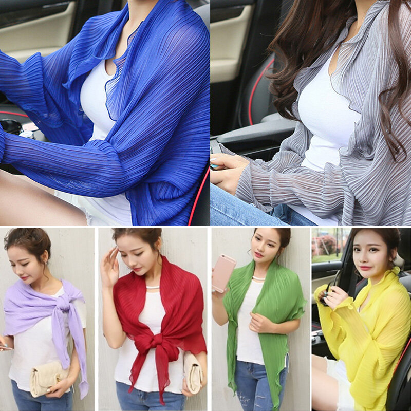 New Summer Women's Arm Sleeves Sun Protection Sleeves Chiffon Protective Arm Sleeves Driving Sleeve Shawl Scarf