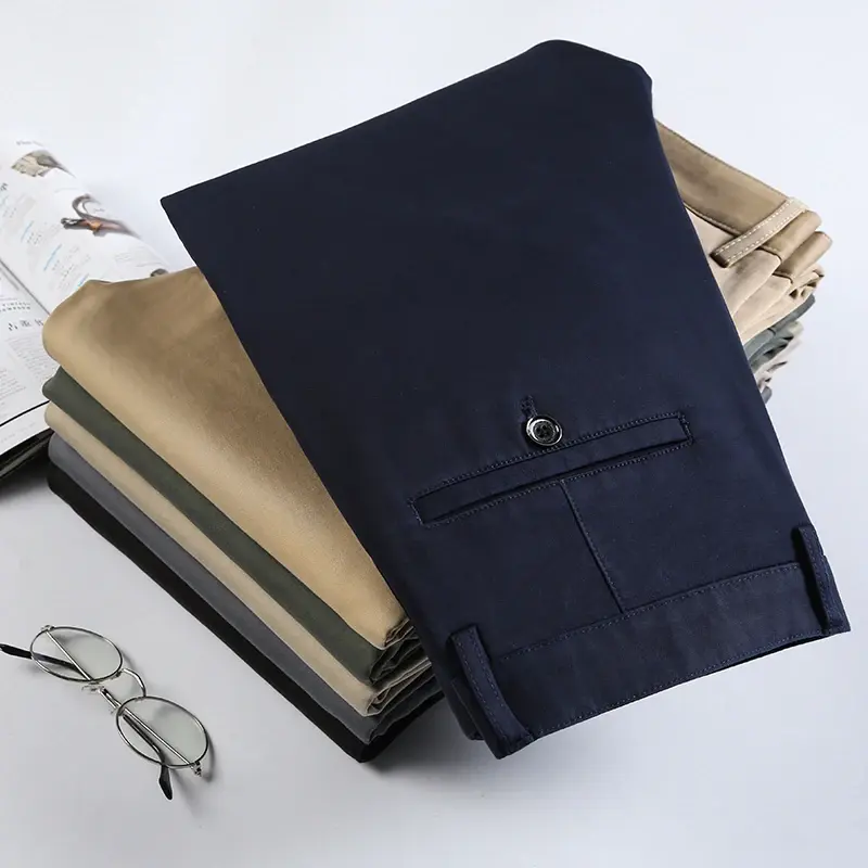 KUBRO zimowe męskie ciepłe spodnie duże rozmiary w stylu klasycznym moda biznesowa regularne grube spodnie dorywczo męskie marki Khaki granatowy czarny