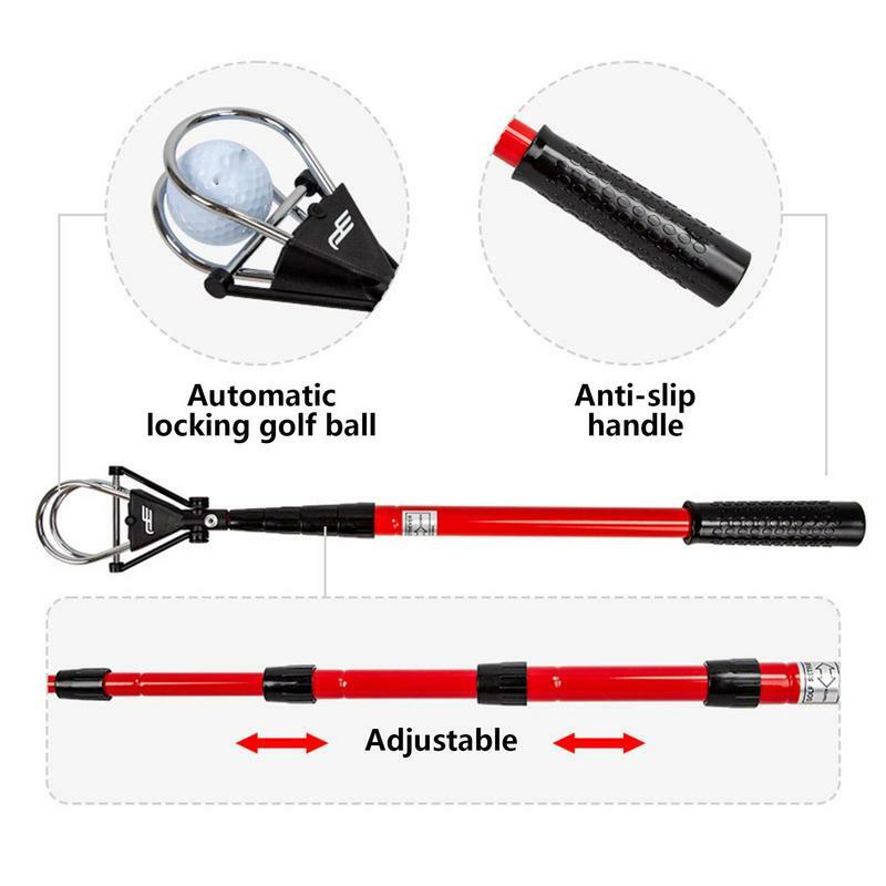 Telescópica Golf Ball Retriever, Alumínio Golf Ball Picker, extensível Pick Up Grabber, Garra Otário Ferramenta