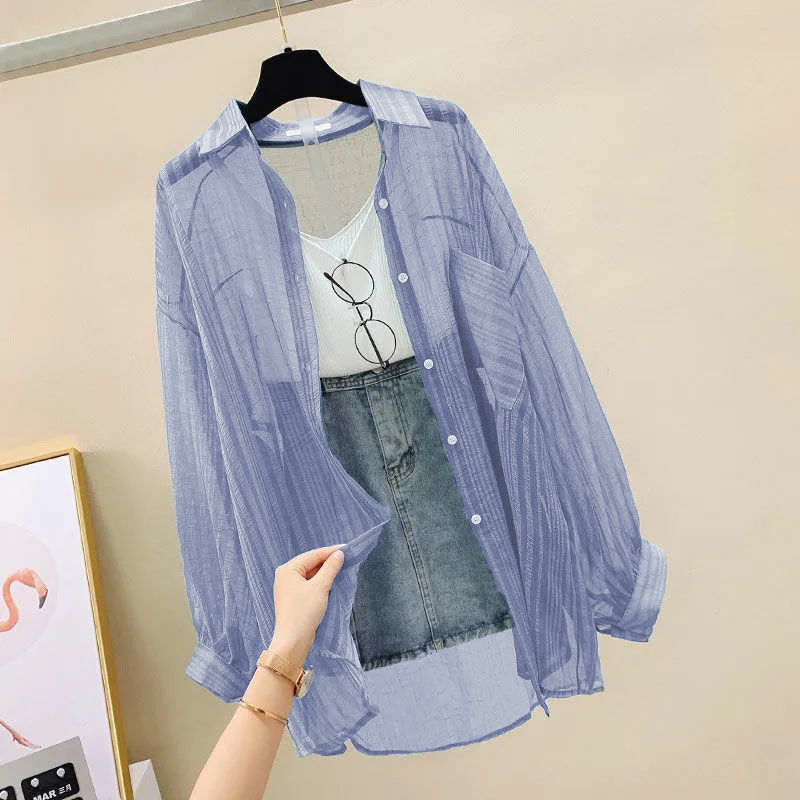 Sunscreen Clothes Women's Cardigan Thin Jacket Summer Oversize New Chiffon Shirt Korean Version Loose Fitting Sun-proof Clothing