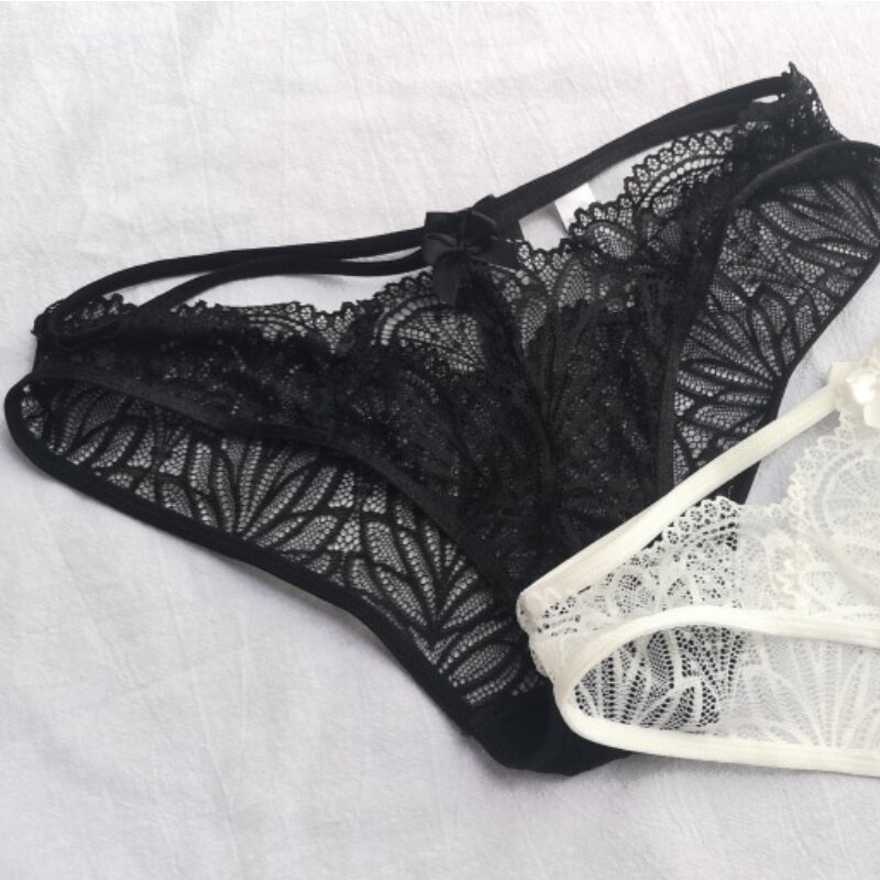 French Sexy Transparent Temptation Lace Women's Large Size low Waist Briefs Sex Appeal Underwear Thong T Pants