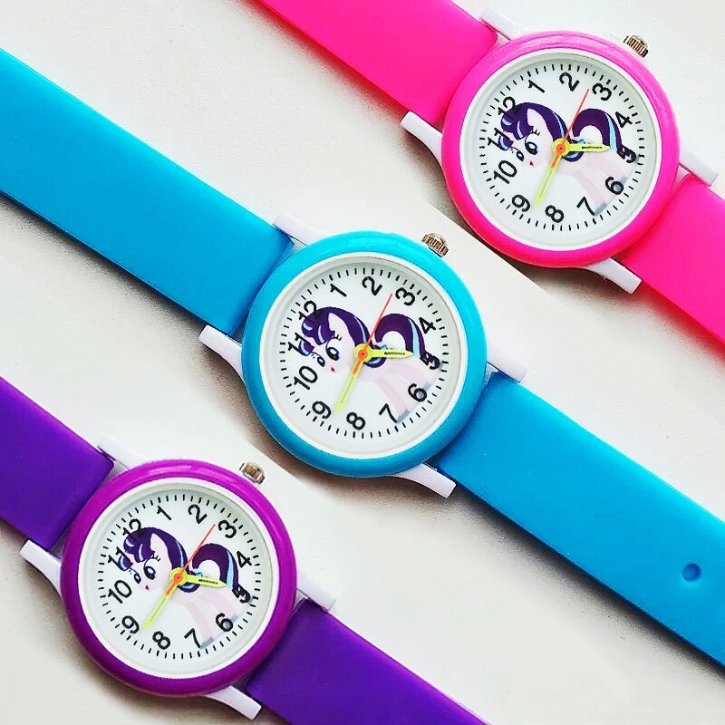 Jam tangan Quartz anak laki-laki perempuan, arloji modis kartun awan pelangi hadiah anak-anak