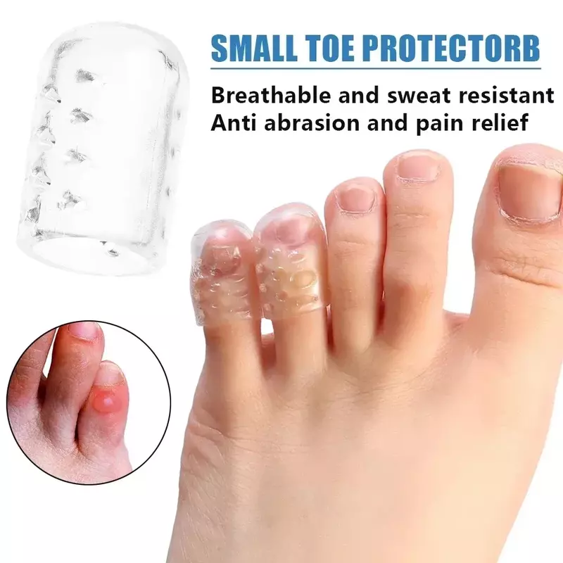 Silicone Toes Caps para Homens e Mulheres, Little Toe Tube Protector, Anti-Fricção, Respirável Foot Care, Finger Covers, Elasticidade, Gel, 5 PCs, 10 PCs, 20 PCs