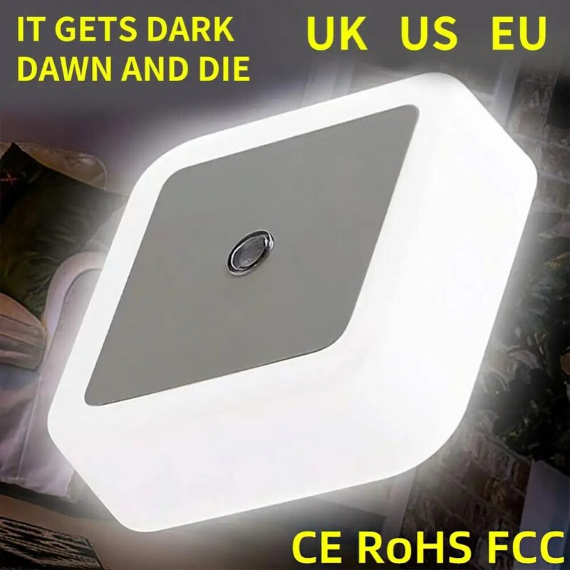 1 ~ 5PCS Mini LED Night Light EU/US/UK Plug In Night Light Dusk To Dawn Sensor Wall Nights Lamp Square per camera da letto scale corridoio