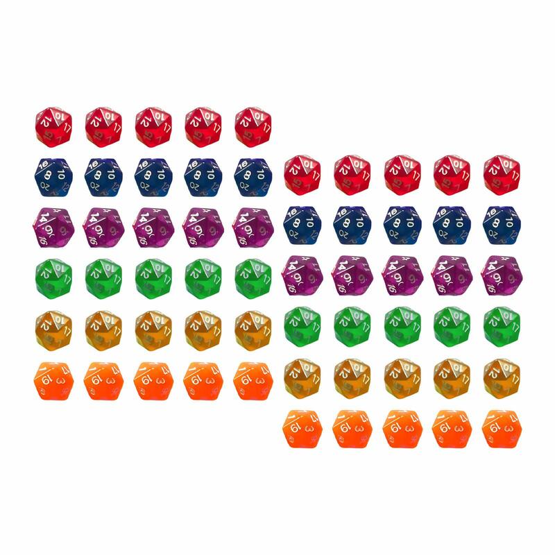 ลูกเต๋าหลากสีหลากสีสันสำหรับเล่นเกมลูกเต๋าหลายด้านลูกเต๋าหลายด้านสำหรับเกมปาร์ตี้บนโต๊ะ D20 60X