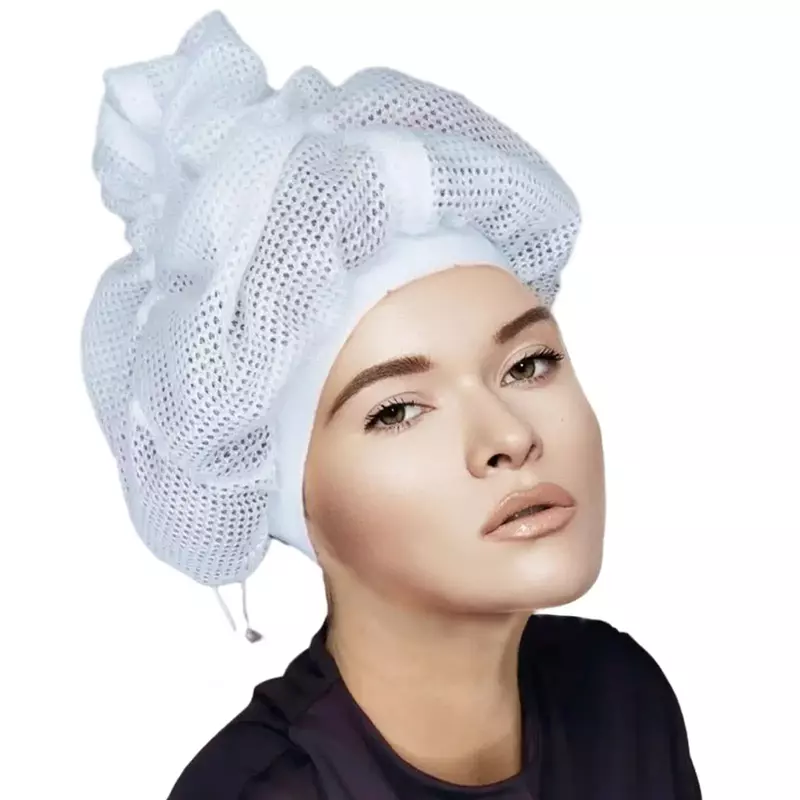 Net Plopping Cap For Drying Curly Hair With Drawstring Adjustable Large Hair Bonnet Mesh Hair Drying  Net Plopping Bonnet