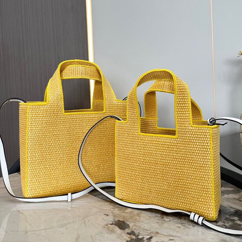Летняя дизайнерская Новая женская плетеная роскошная сумка-тоут ручной работы, соломенная сумка через плечо, вместительная сумка для покупок для отпуска Crossybody