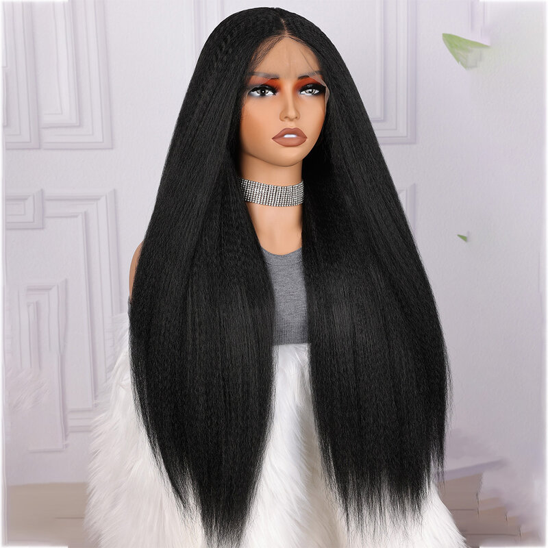 Парик Бесклеевой длинный, термостойкий передний парик с кудрявыми волосами, 26 дюймов, 180 плотность, для чернокожих женщин, с предварительно выщипанными волосами