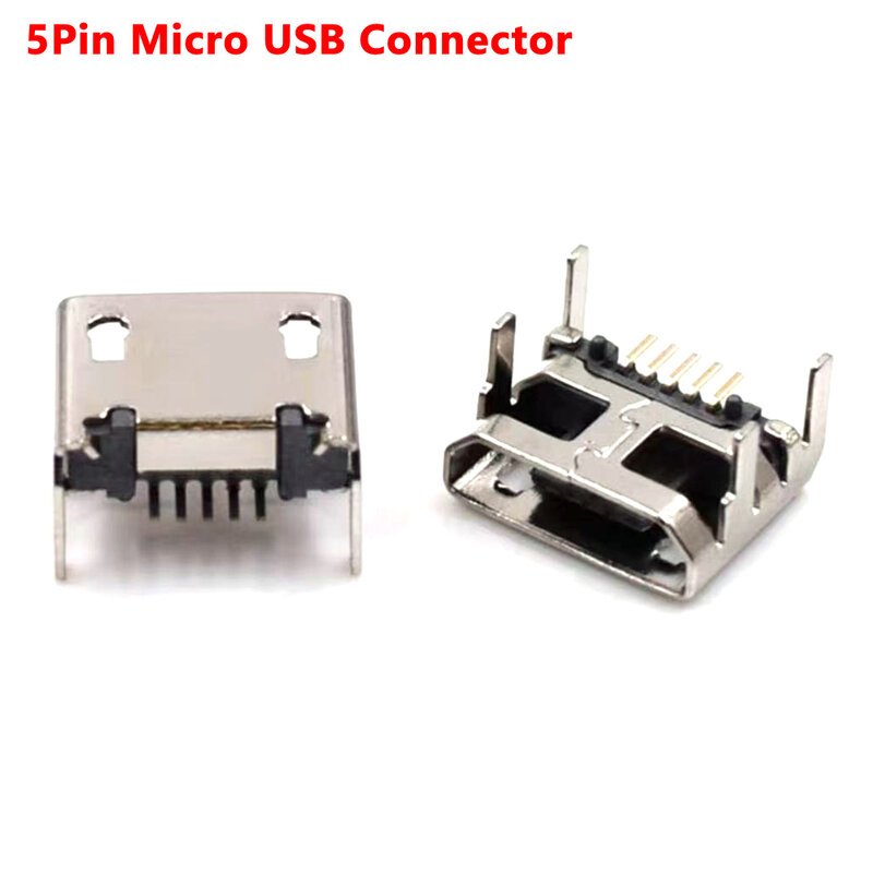1 pces micro conector usb b tipo fêmea jack 5pin ping longo 4 pés dip boca reta para pcb conector de interface de máquina inteligente
