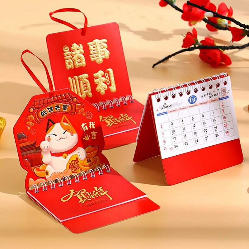 Nieuwjaar Mini Wandkalender 2024 Chinese Dragon Bureaukalender Desktop Kalenders Huisdecoratie Kantoorbenodigdheden