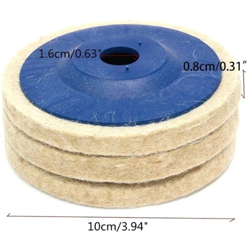 Roda de polimento de lã para alumínio de aço inoxidável Almofadas lustradoras bege Rebarbadora de moagem Disco polidor de feltro 100mm