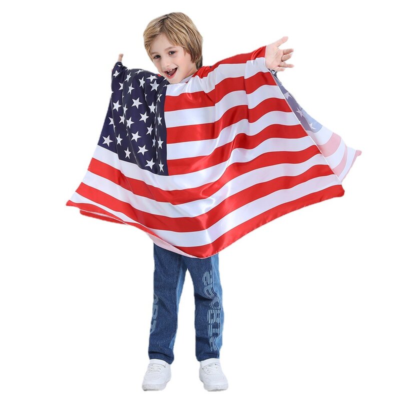 Hari Kemerdekaan bergaris bendera cetak anak-anak liburan pesta Cheer bermain kostum panggung kinerja Pullover pakaian lucu