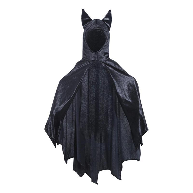 Capa de murciélago de Halloween para niños, vestido de héroe exquisito, capa negra con capucha, alas de vampiro y Murciélago