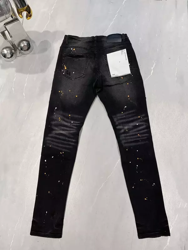 Pantalones Vaqueros pitillo de tiro bajo con pintura callejera, jeans desgastados de alta calidad, púrpura, marca ROCA, moda