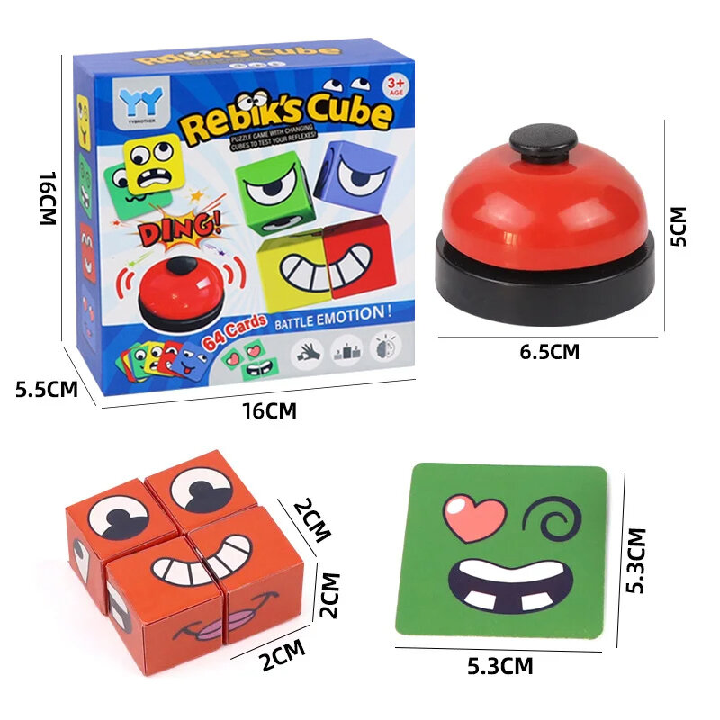 Kids Face Change Expression Puzzle Building Blocks Montessori Cube Table Game Toy Early Educational Toys for Children Gifts