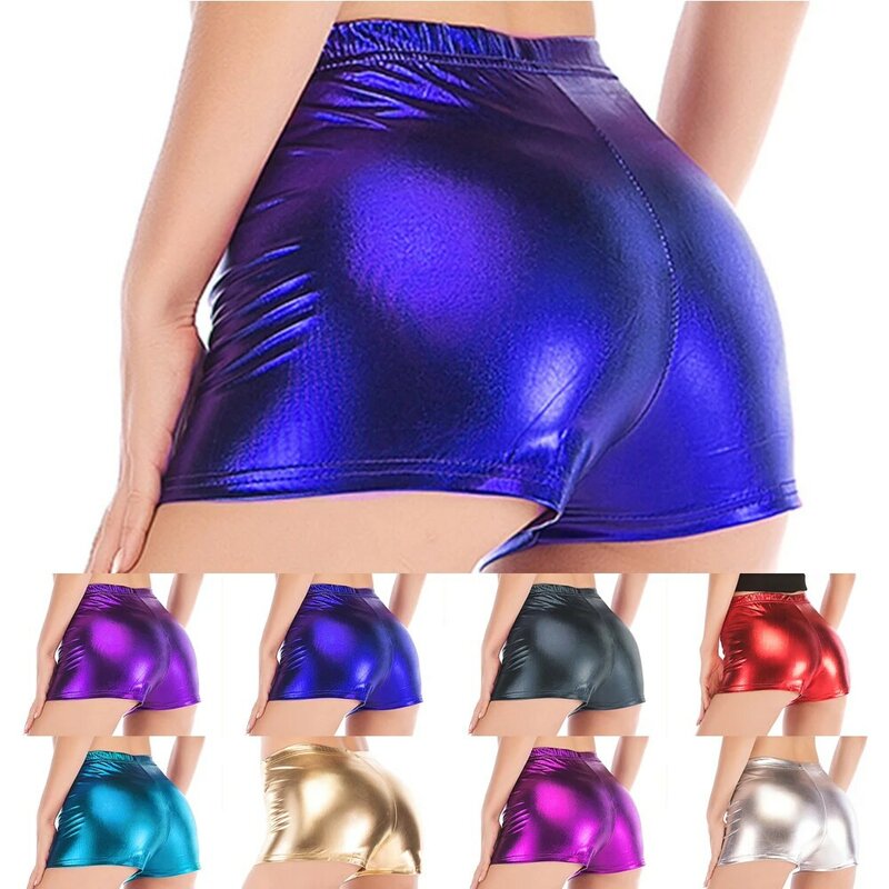 Sexy Lingerie Women Liquid Wet Look Shiny Mini Hot Pants Dance Shorts Slimming Sensual Seductive Underwear Nightclub Dancewear