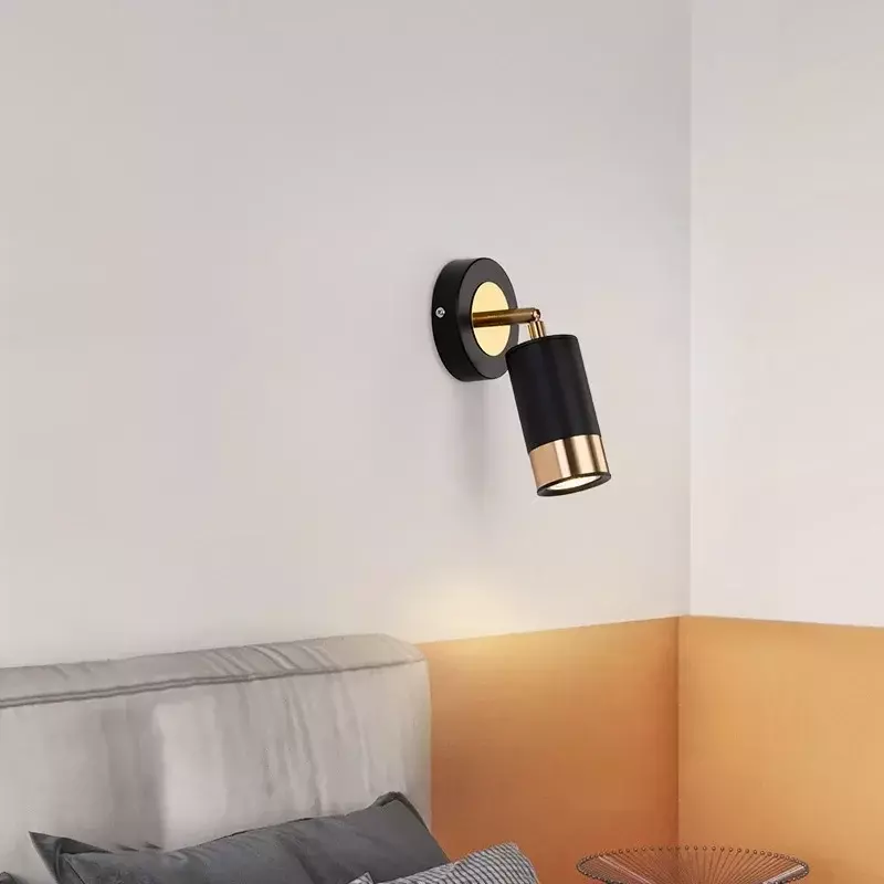 Lampu dinding samping tempat tidur, lampu baca sederhana Modern kamar tidur lampu sorot kecil minimalis kreatif berputar Hotel koridor lampu dinding