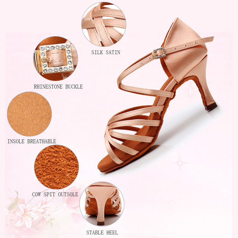 DIPLIP-nuevos zapatos de baile latino para mujer, zapatos de baile de tacón alto, zapatos de baile de fondo suave de Tango, zapatos de salón de Salsa para niñas de 5 / 7cm