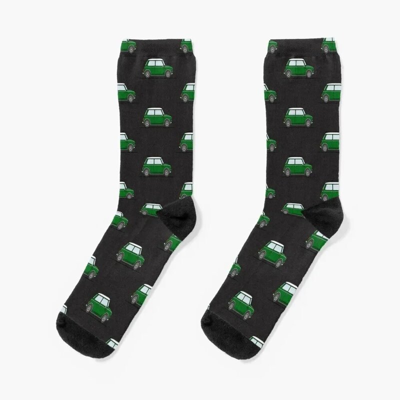 Mini Cooper clássico verde meias, Hip Hop engraçado meias