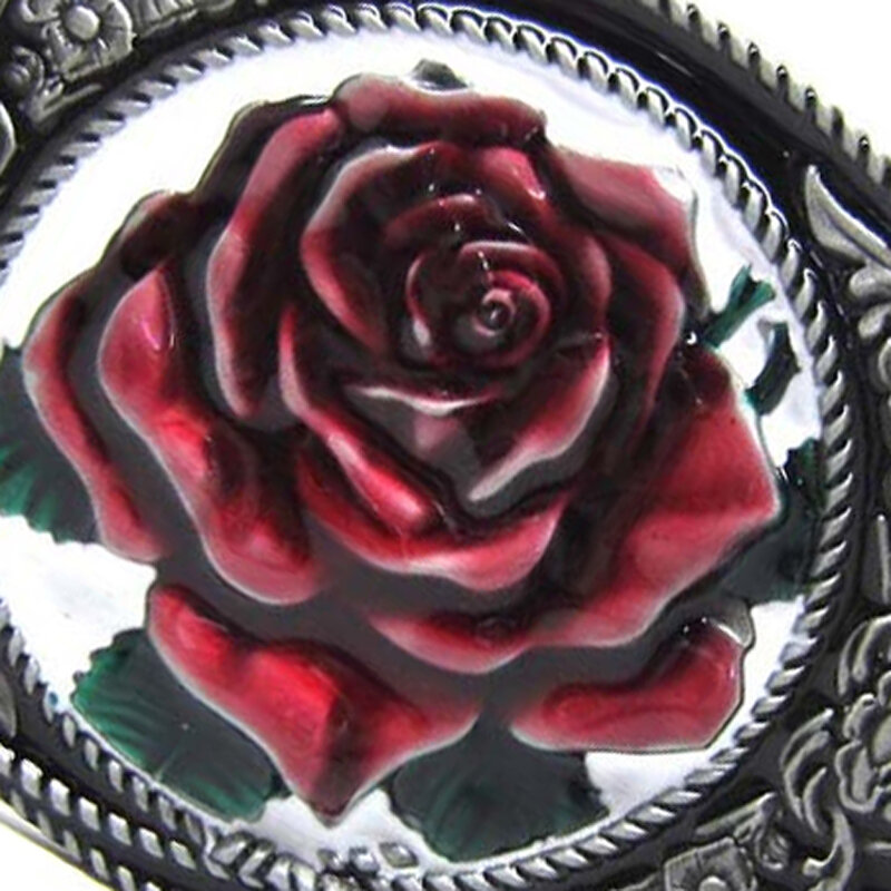 Cheapify Dropshipping Cowgirl ovale bellissime rose rosse fibbie floreali in metallo per cintura da donna