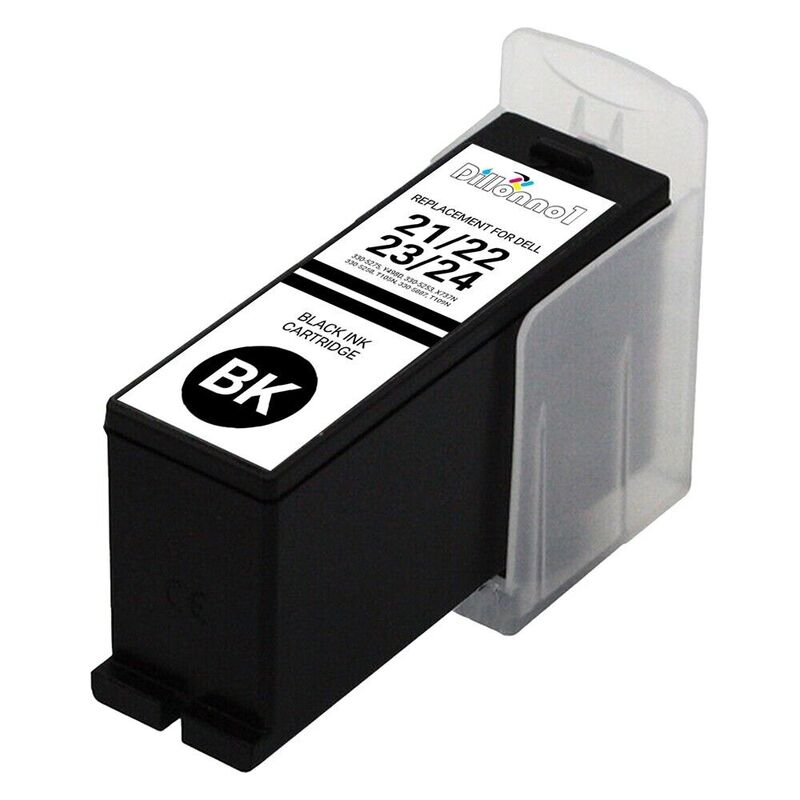 Cartuchos de tinta preta para impressora, apto para Dell série, 21, 22, 23, 24, V313W, V715W, 4PK