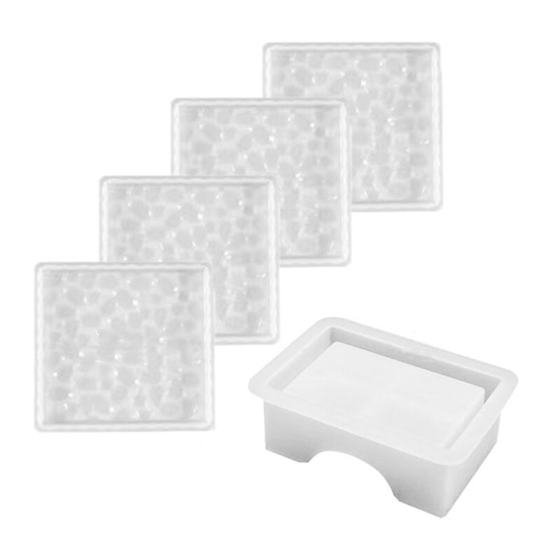 5Pcs Round and Square Resin Casting Coaster Mold for DIY Art Craft Cup Mat Coaster Storage Box Mold Mirror Diamond Mold K3ND
