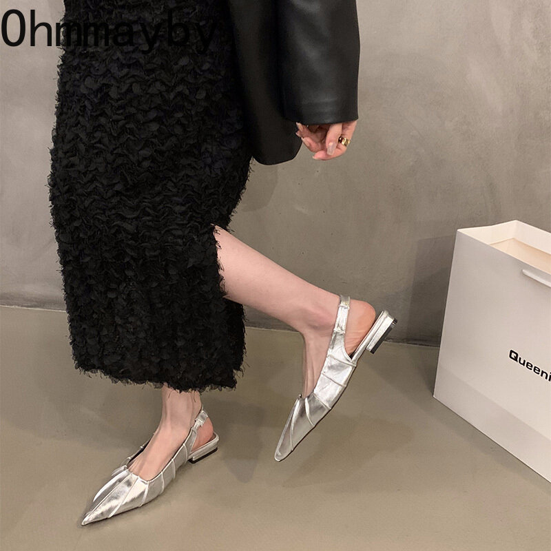 Sandalias De punta estrecha para Mujer, zapatos De vestir elegantes para exteriores, moda De verano, 2024