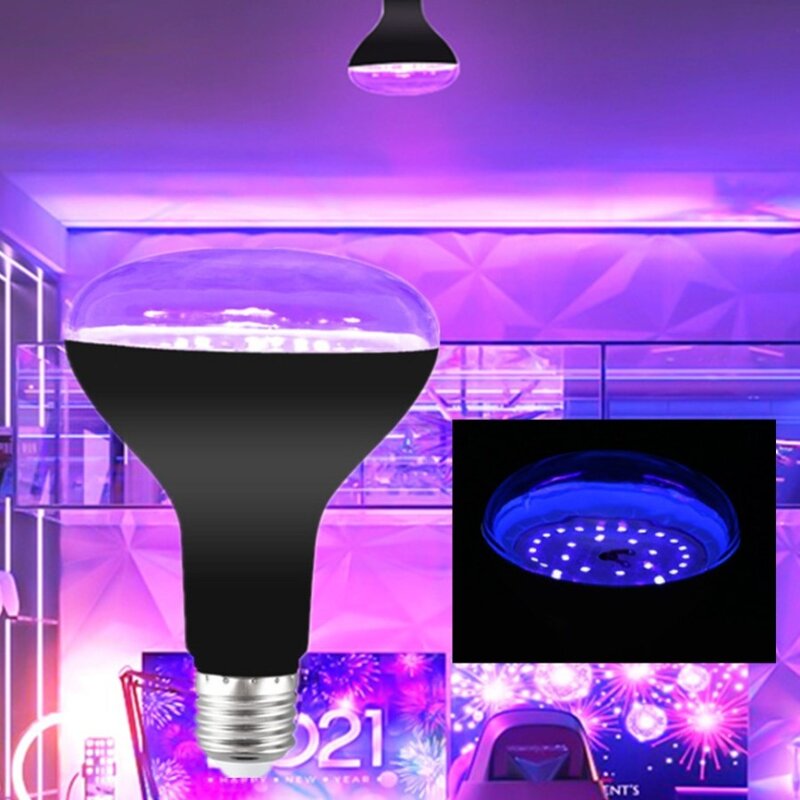 6 szt. Żarówka fioletowe światło UV 15W 85-265V purpurowe przezroczyste etui na imprezę Hotel Ghost House fluorescencyjne światło dekoracja atmosfery