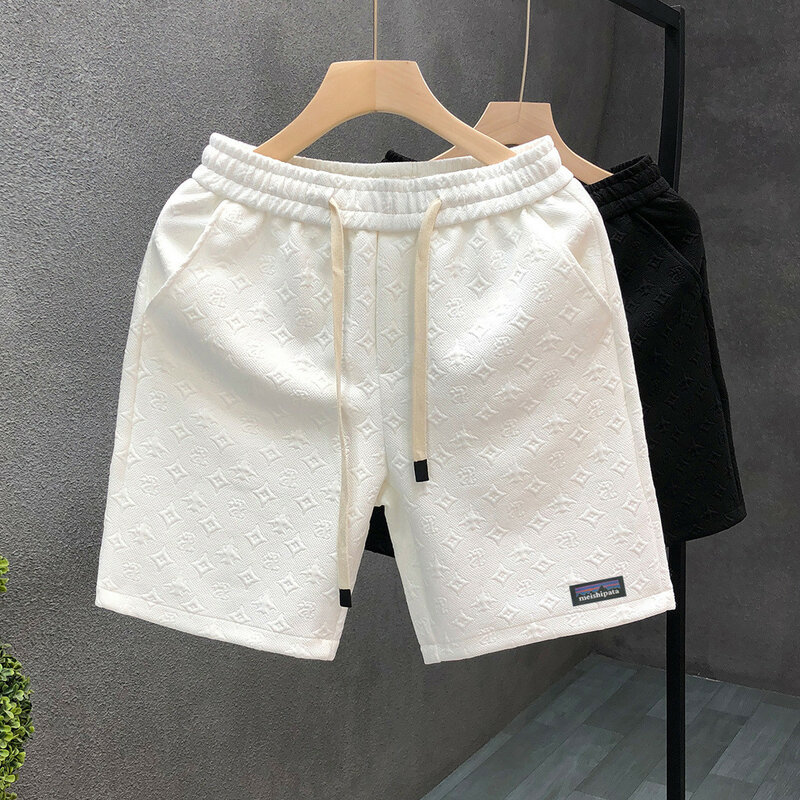Celana pendek Jacquard putih musim panas pria