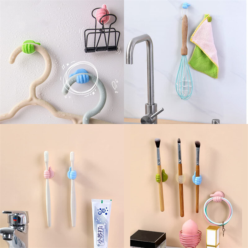Silicone Thumb Wall Hook, Cable Management, Wire Organizer Clips, Wall Hooks, Hanger, Storage Holder for Kitchen, Bathroom, 5-50Pcs