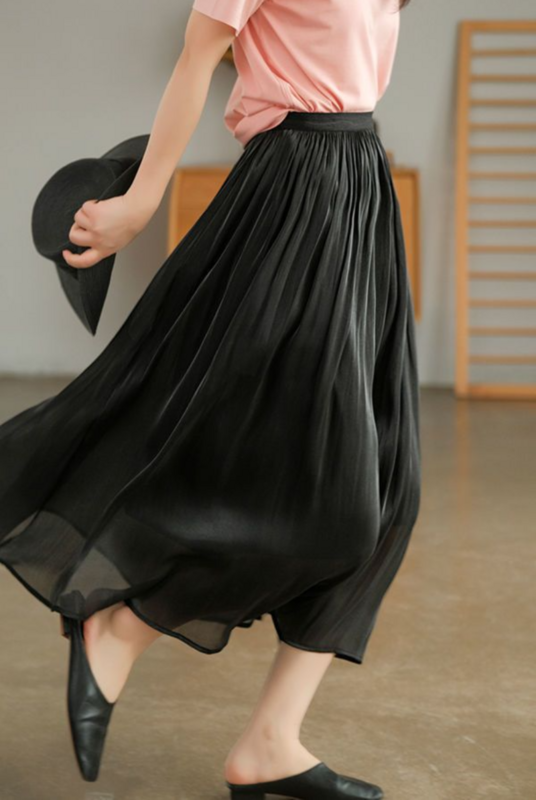 Летняя длинная юбка из флористической пряжи, 2024