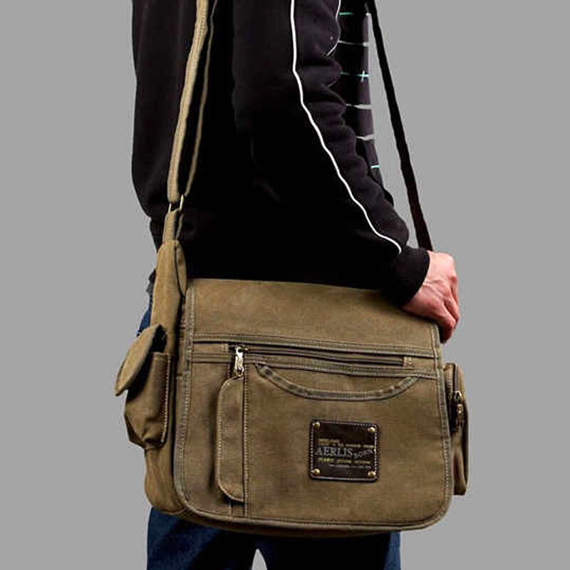 ชายผ้าใบ Vintage กระเป๋ากระเป๋าสะพายคาดตัวลำลองสำหรับผู้ชายผู้ชายกระเป๋าหิ้ว Man Travel กระเป๋าสะพายไหล่ Bolsa Masculina คุณภาพสูง